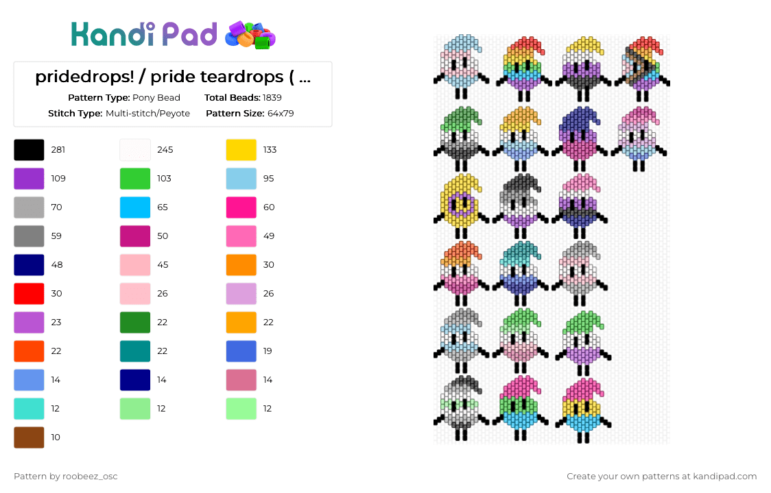 bfdi pridedrops! / pride teardrops ( wip ) - Pony Bead Pattern by roobeez_osc on Kandi Pad - pink,light blue,purple,colorful,pride,teardrop,bfdi teardrop,pride charms,bfdi,trans