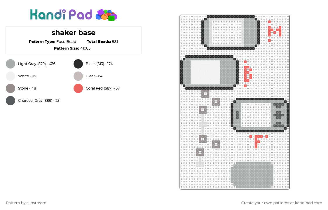 shaker base - Fuse Bead Pattern by slipstream on Kandi Pad - gray,tamagotchi,shaker,3d,base