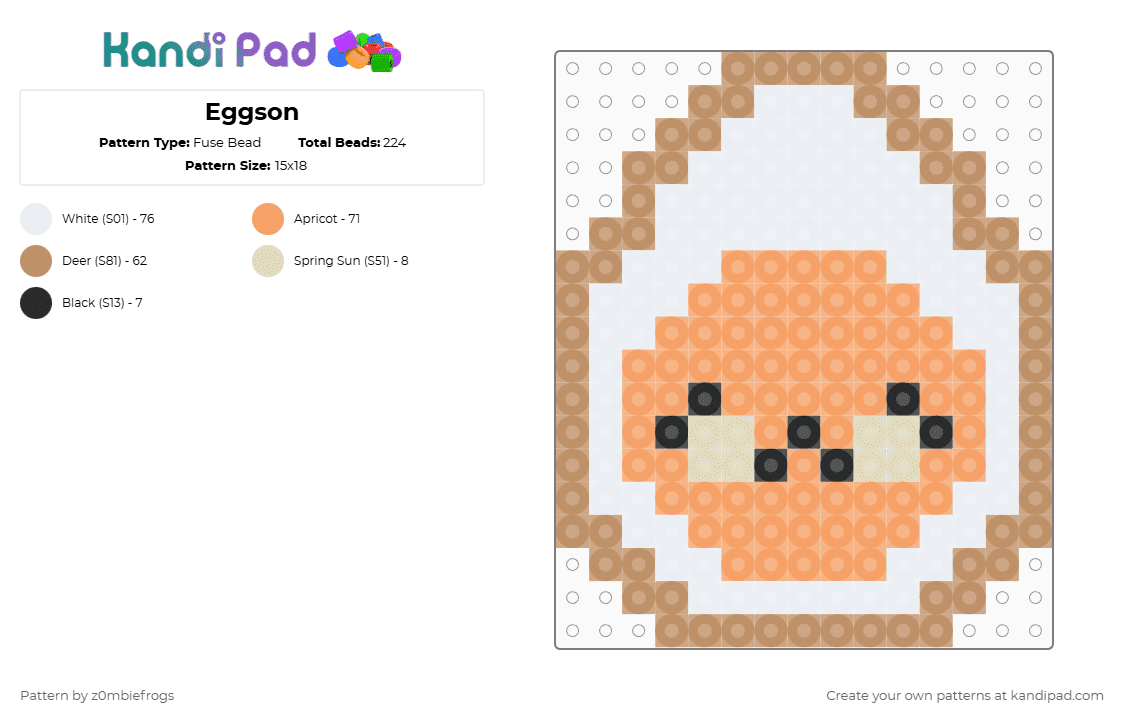 Eggson - Fuse Bead Pattern by z0mbiefrogs on Kandi Pad - orange,tan,dandys world