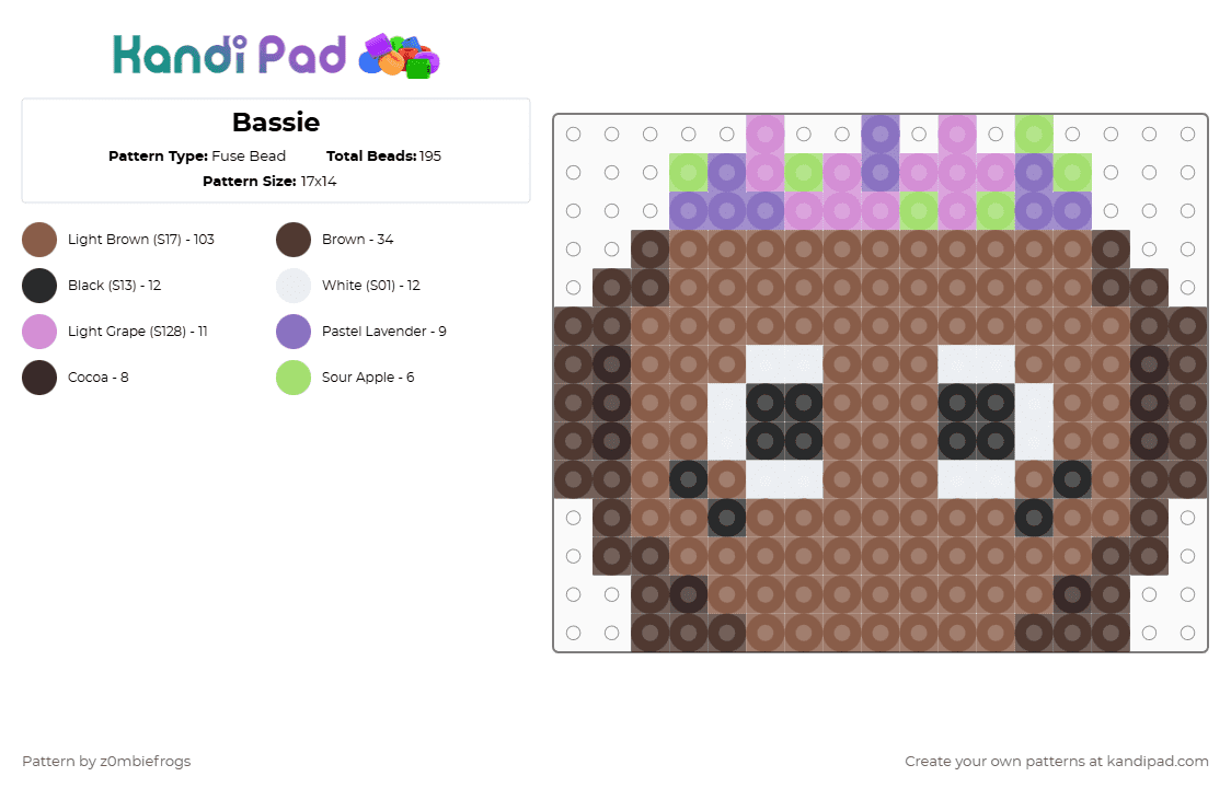 Bassie - Fuse Bead Pattern by z0mbiefrogs on Kandi Pad - brown,tan,dandys world