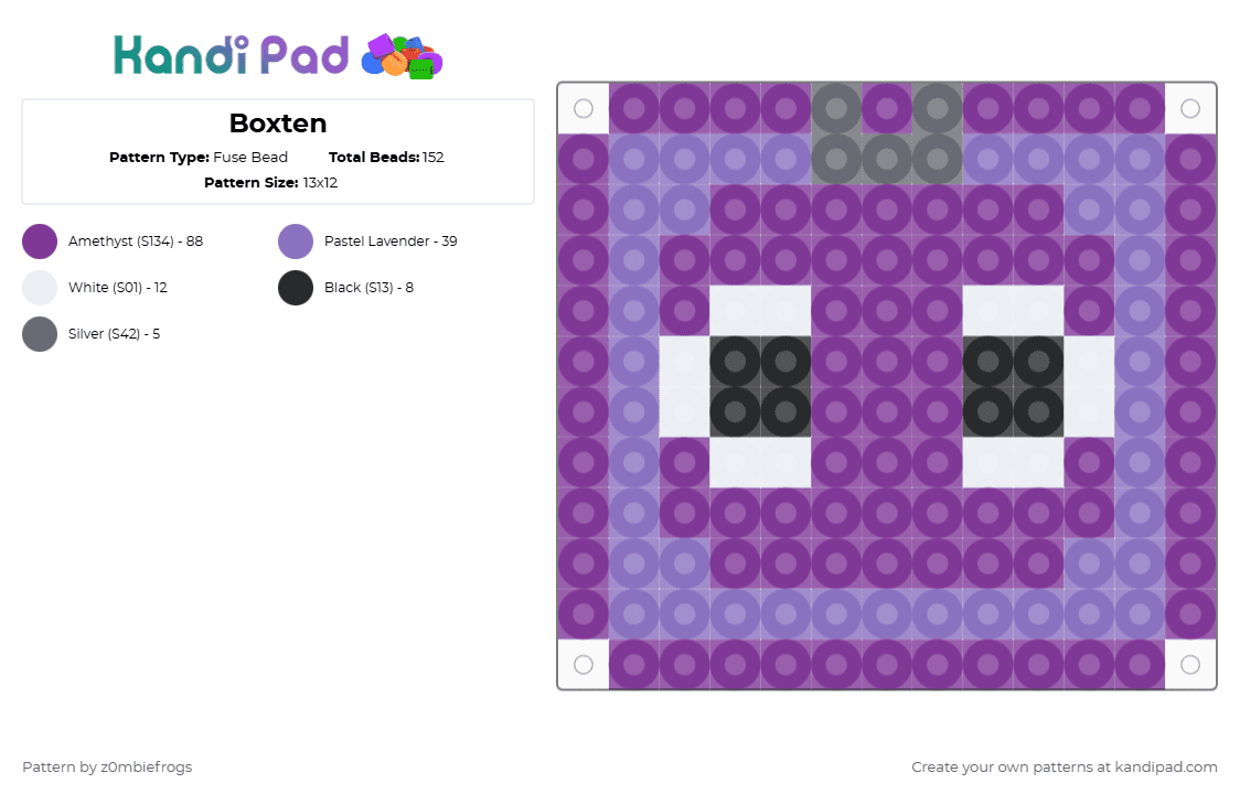 Boxten - Fuse Bead Pattern by z0mbiefrogs on Kandi Pad - pink,dandys world
