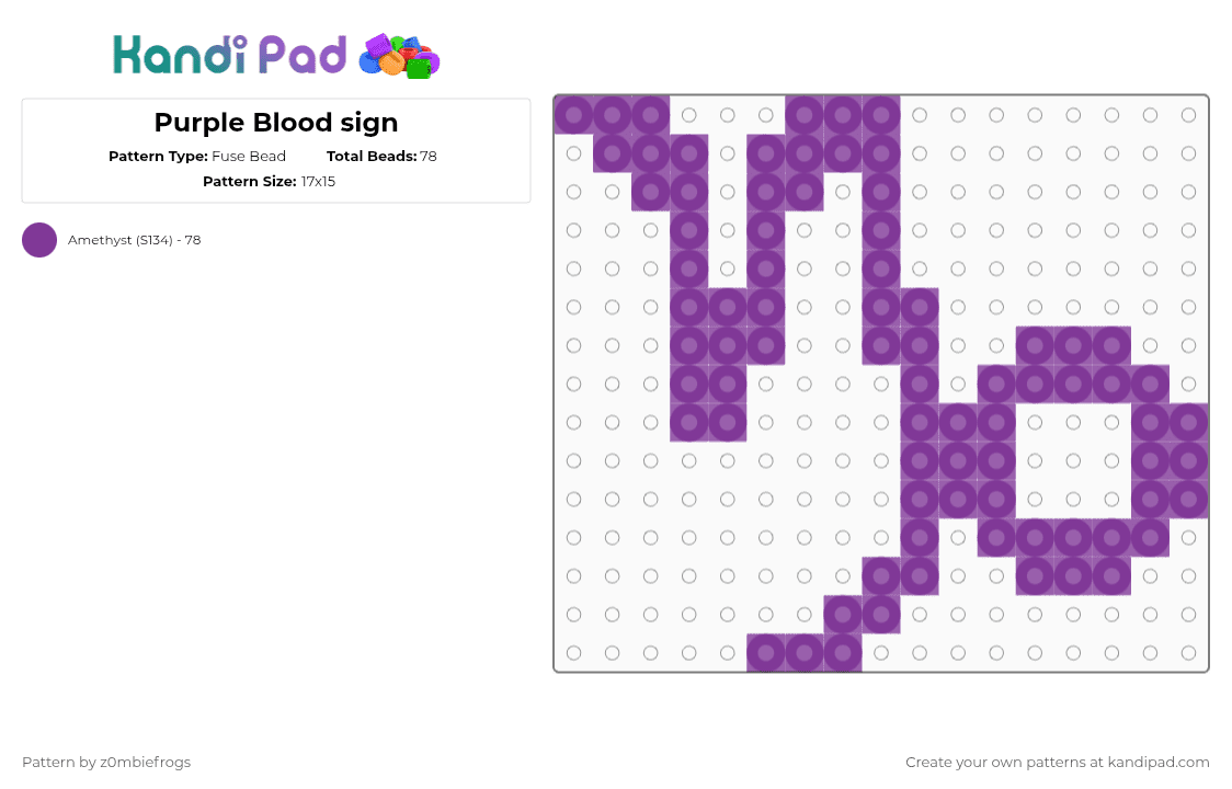 Purple Blood sign - Fuse Bead Pattern by z0mbiefrogs on Kandi Pad - pink,homestuck