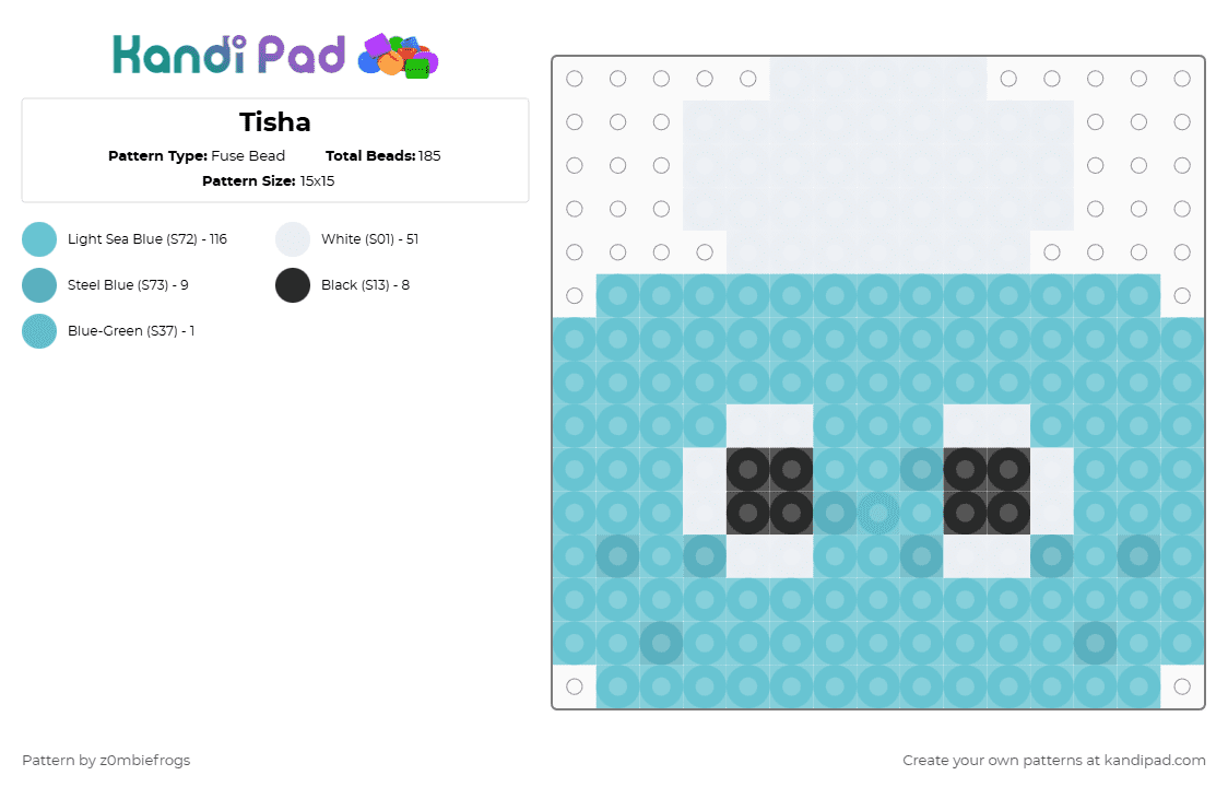 Tisha - Fuse Bead Pattern by z0mbiefrogs on Kandi Pad - light blue,dandys world