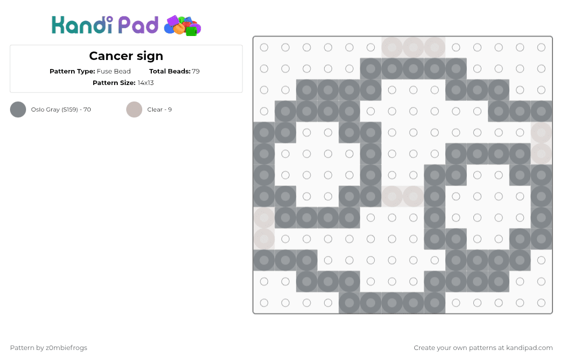 Cancer sign - Fuse Bead Pattern by z0mbiefrogs on Kandi Pad - gray