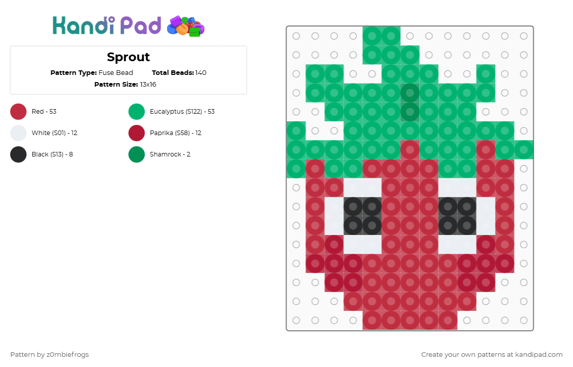 Sprout - Fuse Bead Pattern by z0mbiefrogs on Kandi Pad - red,green,dandys world