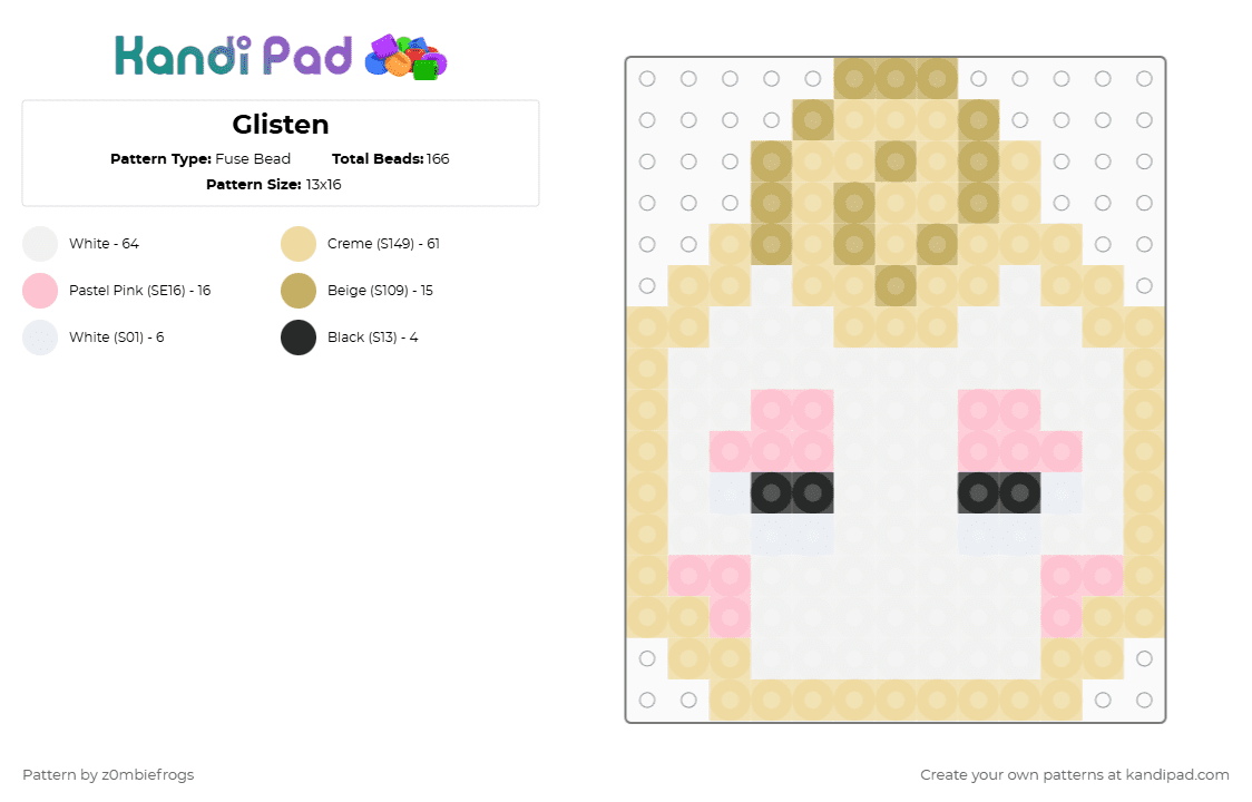 Glisten - Fuse Bead Pattern by z0mbiefrogs on Kandi Pad - beige,dandys world