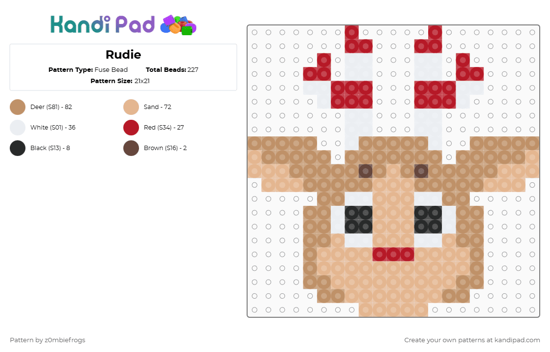 Rudie - Fuse Bead Pattern by z0mbiefrogs on Kandi Pad - beige,tan,dandys world