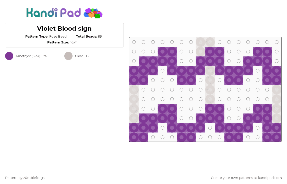 Violet Blood sign - Fuse Bead Pattern by z0mbiefrogs on Kandi Pad - pink