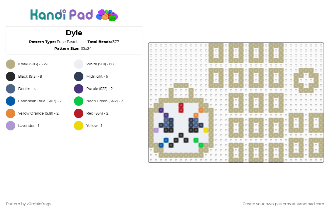 Dyle - Fuse Bead Pattern by z0mbiefrogs on Kandi Pad - beige,dandys world