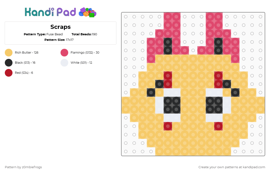 Scraps - Fuse Bead Pattern by z0mbiefrogs on Kandi Pad - yellow,dandys world