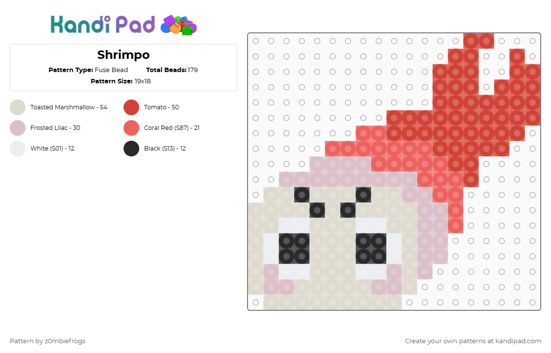 Shrimpo - Fuse Bead Pattern by z0mbiefrogs on Kandi Pad - beige,red,dandys world