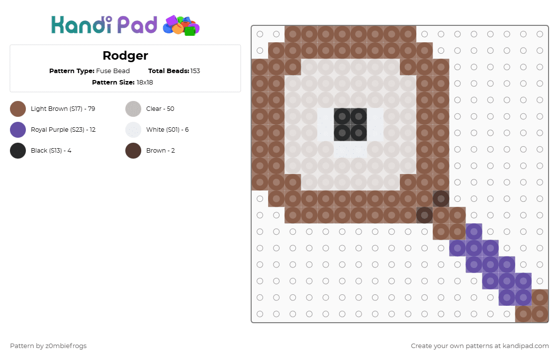 Rodger - Fuse Bead Pattern by z0mbiefrogs on Kandi Pad - beige,tan,dandys world