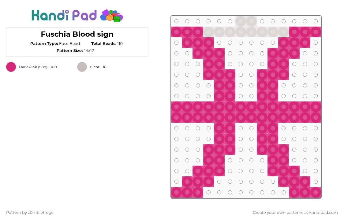 Fuschia Blood sign - Fuse Bead Pattern by z0mbiefrogs on Kandi Pad - pink