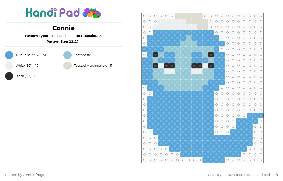 Connie - Fuse Bead Pattern by z0mbiefrogs on Kandi Pad - light blue,dandys world