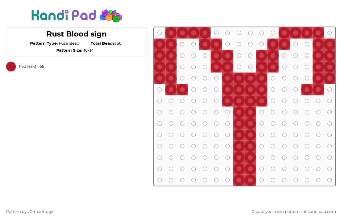 Rust Blood sign - Fuse Bead Pattern by z0mbiefrogs on Kandi Pad - red