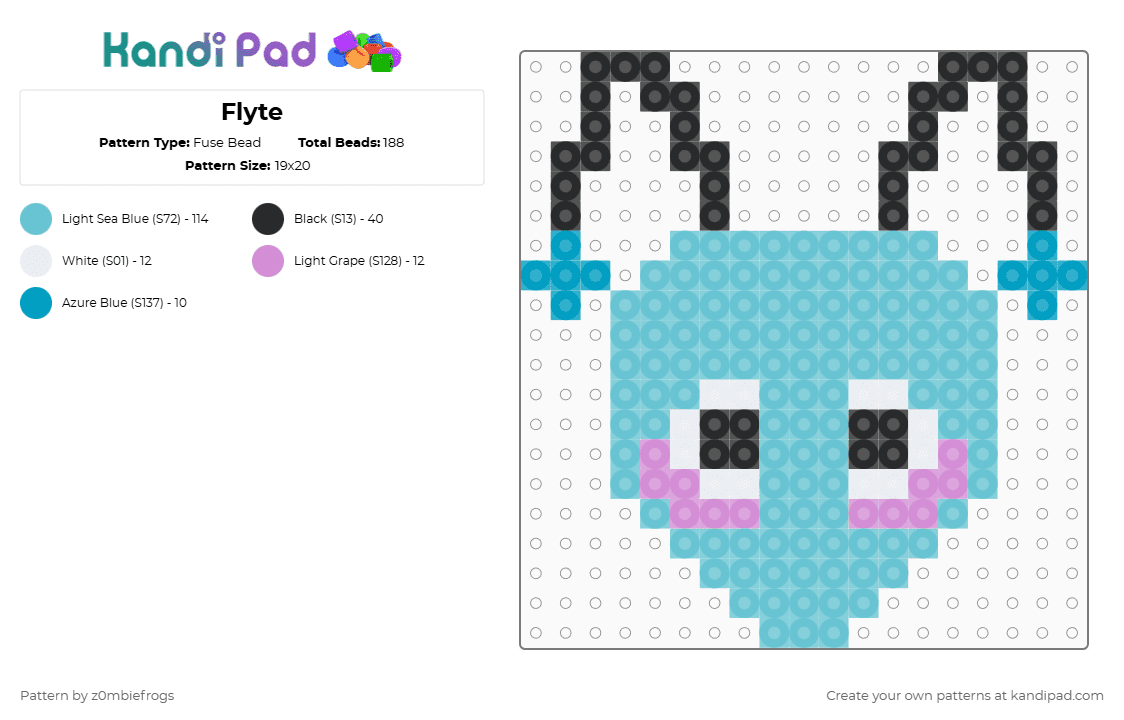 Flyte - Fuse Bead Pattern by z0mbiefrogs on Kandi Pad - light blue,dandys world