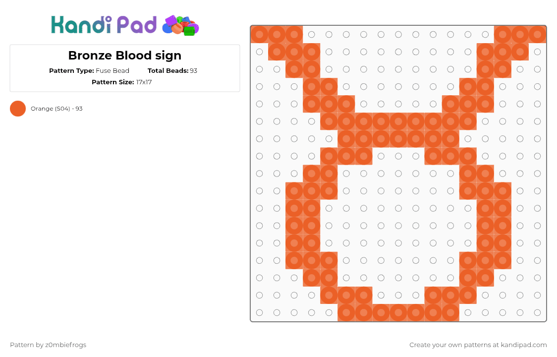 Bronze Blood sign - Fuse Bead Pattern by z0mbiefrogs on Kandi Pad - orange
