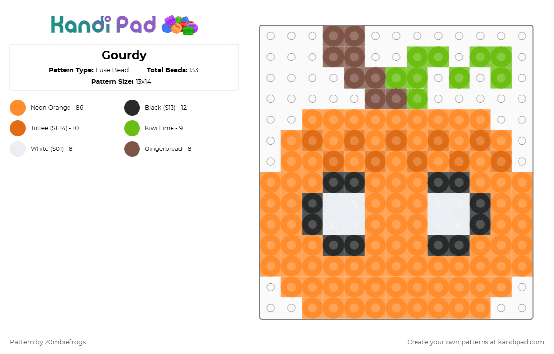 Gourdy - Fuse Bead Pattern by z0mbiefrogs on Kandi Pad - orange,dandys world