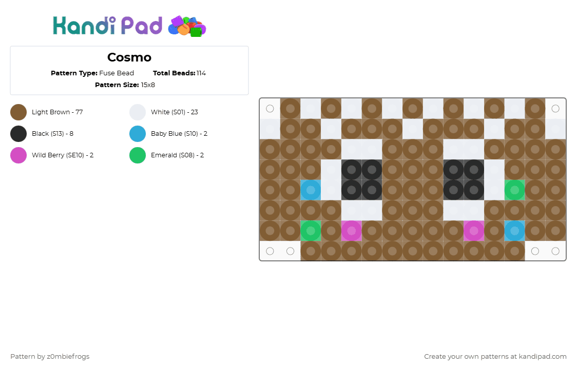 Cosmo - Fuse Bead Pattern by z0mbiefrogs on Kandi Pad - tan,dandys world