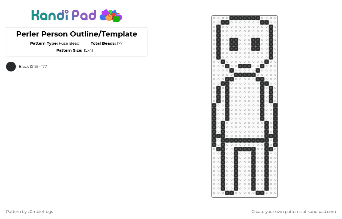 Perler Person Outline/Template - Fuse Bead Pattern by z0mbiefrogs on Kandi Pad - black
