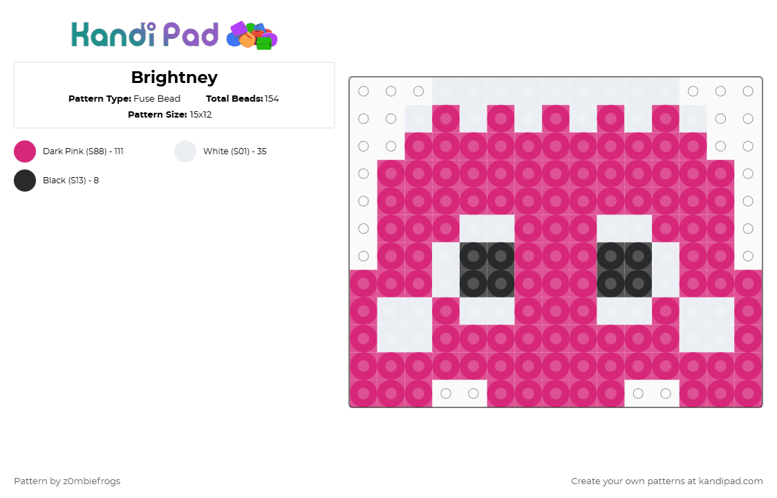 Brightney - Fuse Bead Pattern by z0mbiefrogs on Kandi Pad - pink,dandys world