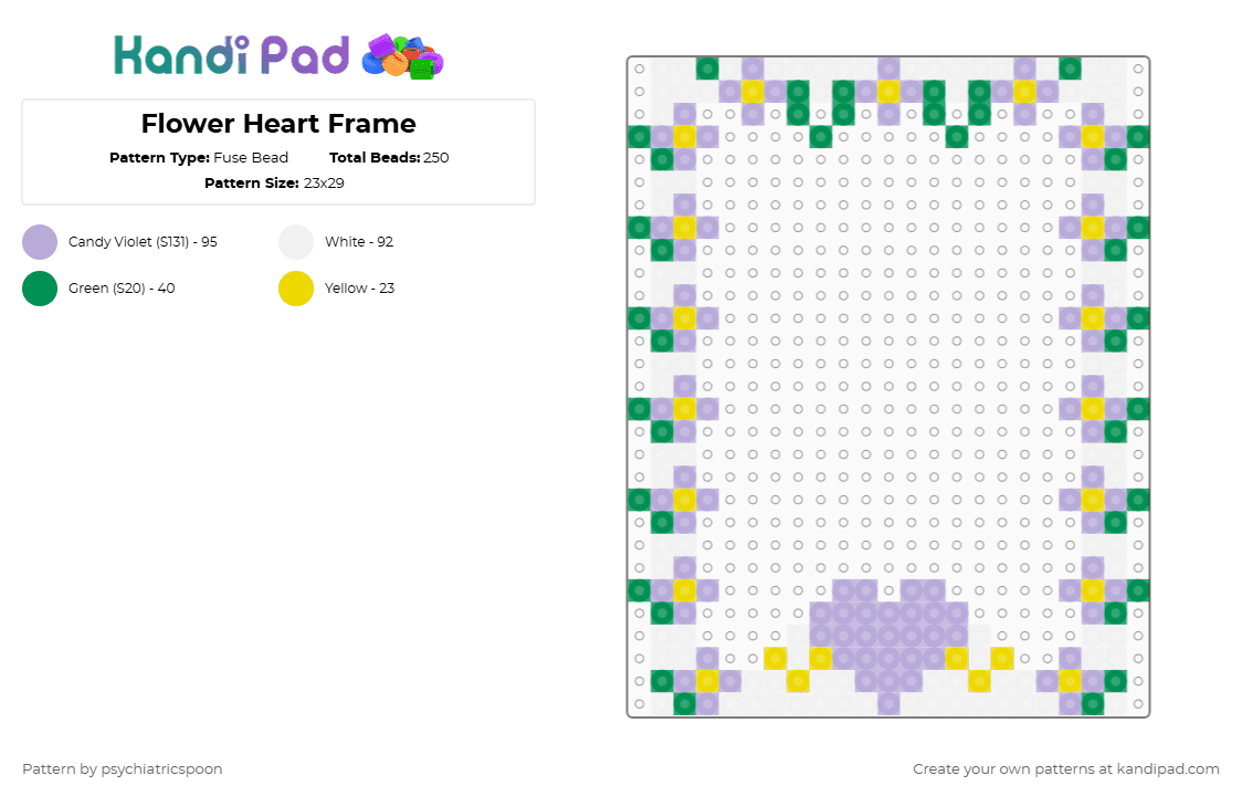 Flower Heart Frame - Fuse Bead Pattern by psychiatricspoon on Kandi Pad - pink