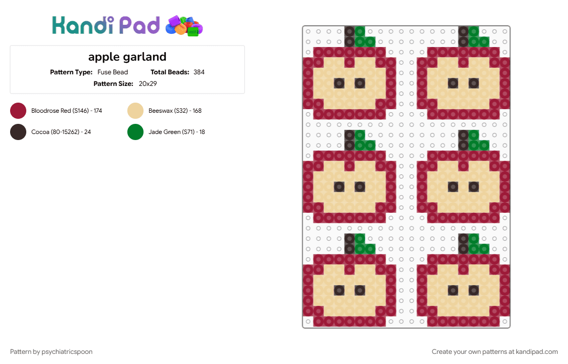 apple garland - Fuse Bead Pattern by psychiatricspoon on Kandi Pad - beige, red