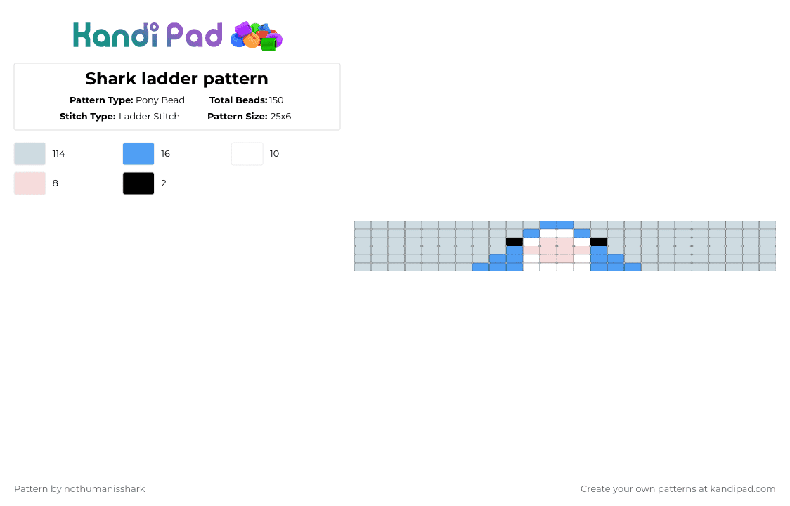 Shark ladder pattern - Pony Bead Pattern by nothumanisshark on Kandi Pad - white,shark,shark pattern,shark ladder pattern,ladder,cute,sharkcore,sharkk,shark ladder
