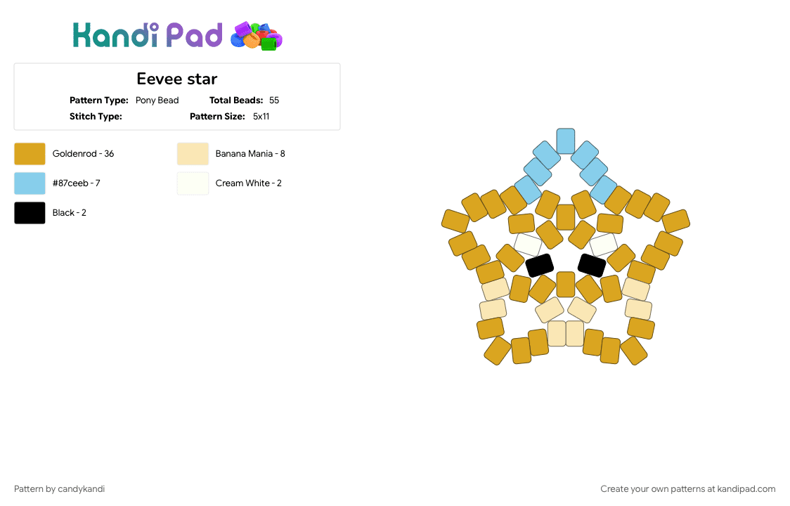 Eevee star - Pony Bead Pattern by candykandi on Kandi Pad - orange