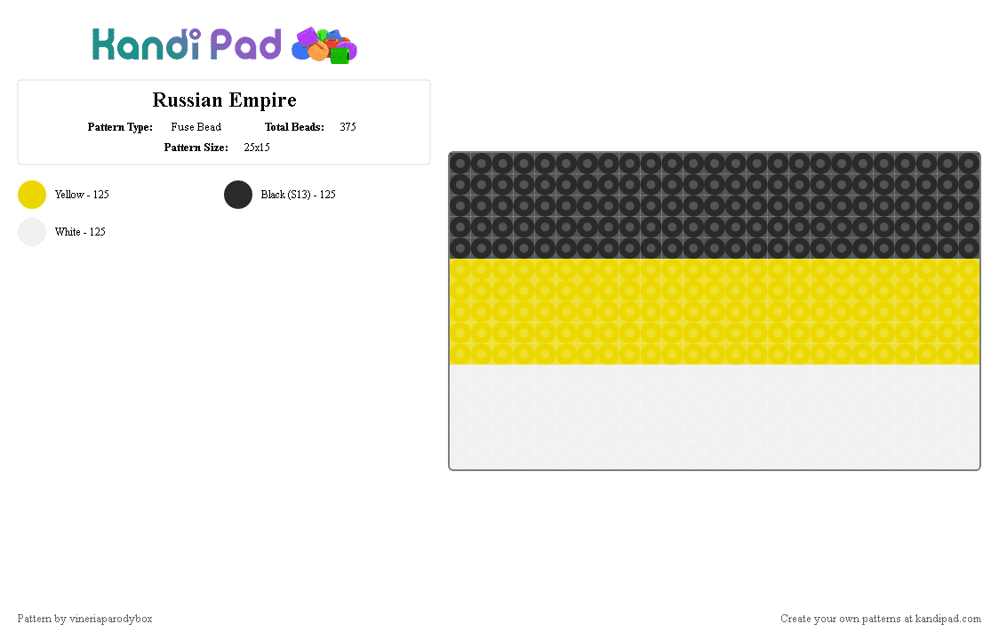 Russian Empire - Fuse Bead Pattern by vineriaparodybox on Kandi Pad - yellow,white,flag,russia