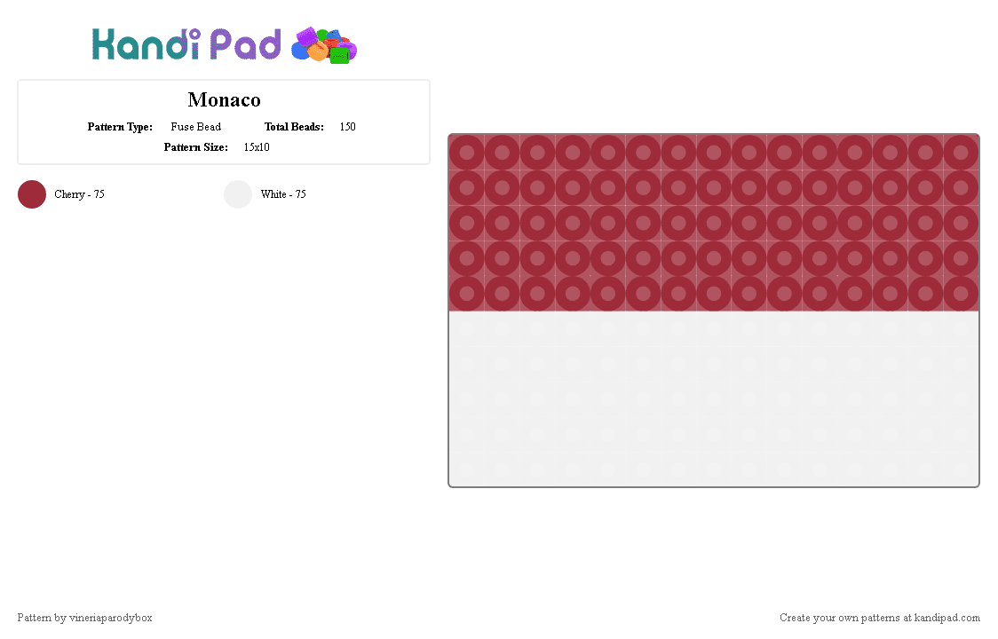 Monaco - Fuse Bead Pattern by vineriaparodybox on Kandi Pad - red,white,flag,monaco