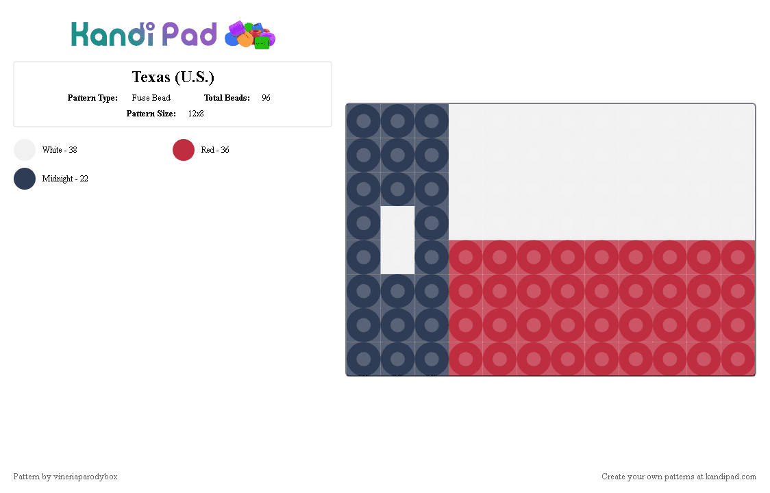 Texas (U.S.) - Fuse Bead Pattern by vineriaparodybox on Kandi Pad - purple,red,texas,flag,united states of america