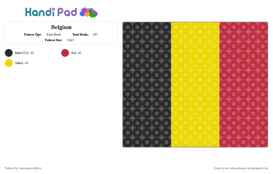 Belgium - Fuse Bead Pattern by vineriaparodybox on Kandi Pad - red,yellow,flag,belgium