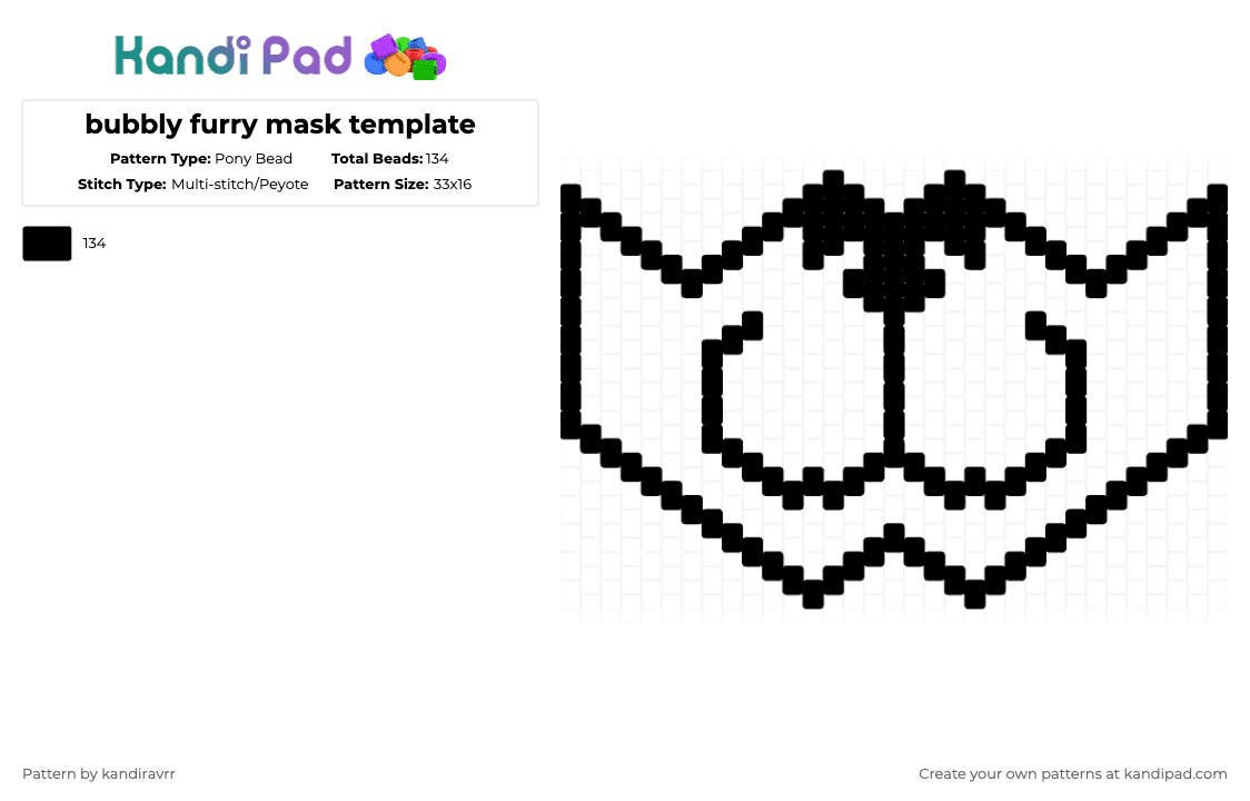 bubbly furry mask template - Pony Bead Pattern by kandiravrr on Kandi Pad - black