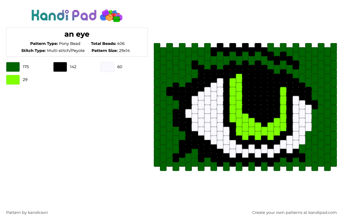an eye - Pony Bead Pattern by kandiravrr on Kandi Pad - green