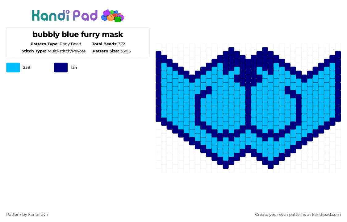 bubbly blue furry mask - Pony Bead Pattern by kandiravrr on Kandi Pad - purple,light blue