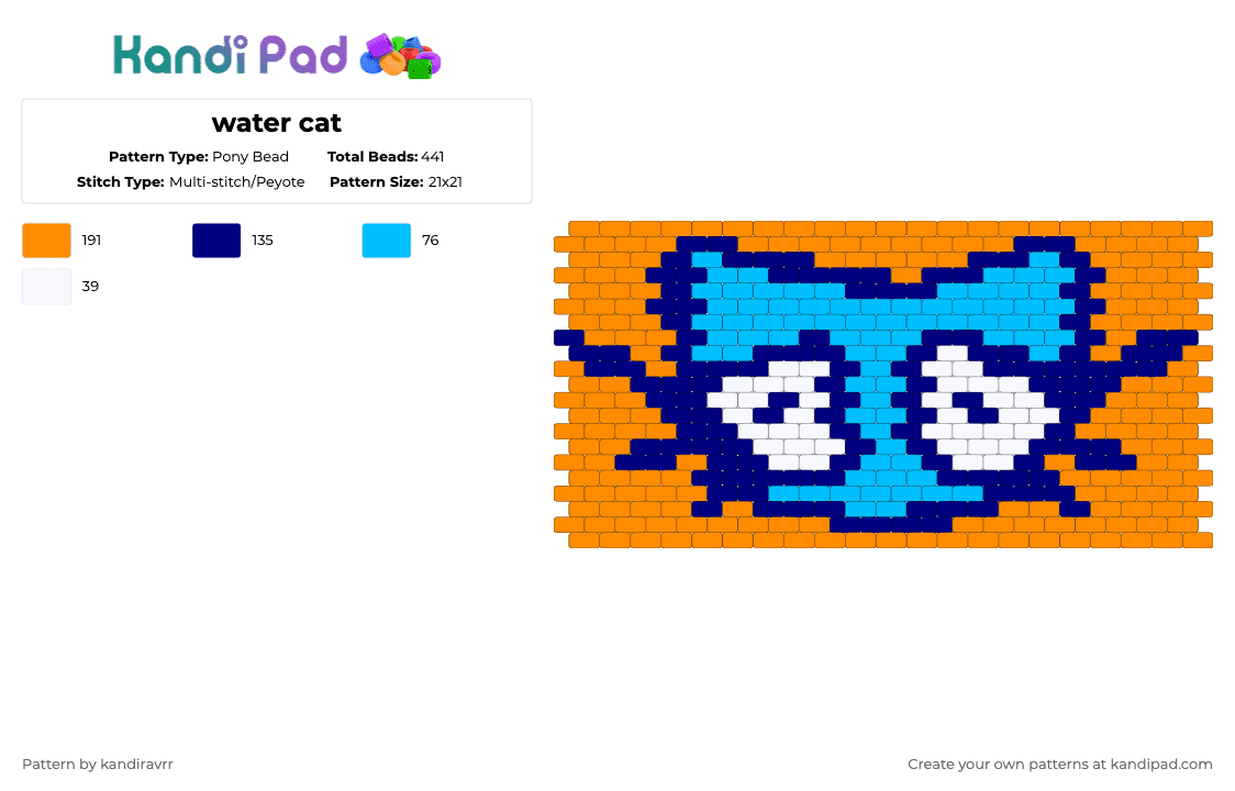 water cat - Pony Bead Pattern by kandiravrr on Kandi Pad - purple,orange