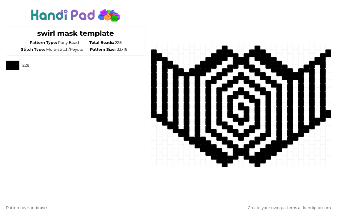 swirl mask template - Pony Bead Pattern by kandiravrr on Kandi Pad - black