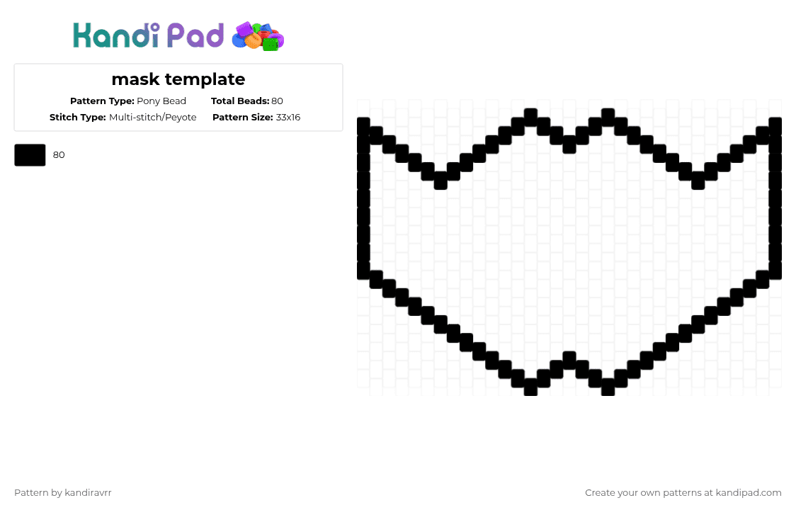 mask template - Pony Bead Pattern by kandiravrr on Kandi Pad - black