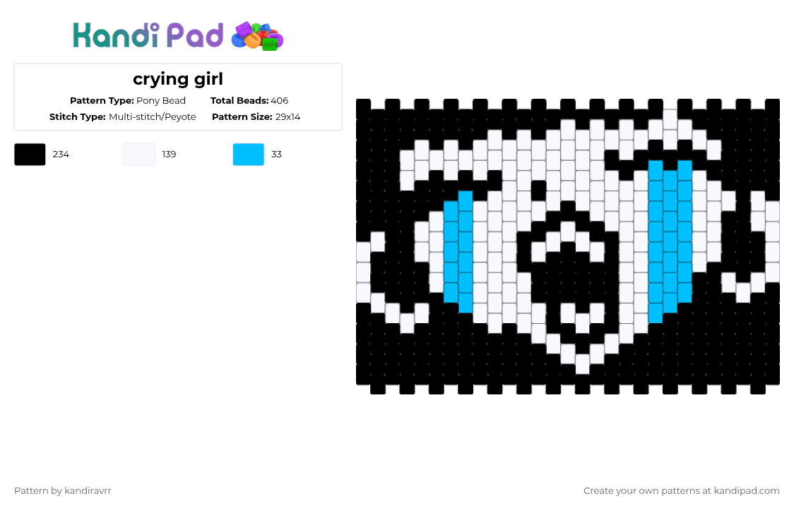 crying girl - Pony Bead Pattern by kandiravrr on Kandi Pad - white