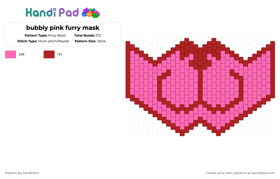 bubbly pink furry mask - Pony Bead Pattern by kandiravrr on Kandi Pad - red,pink