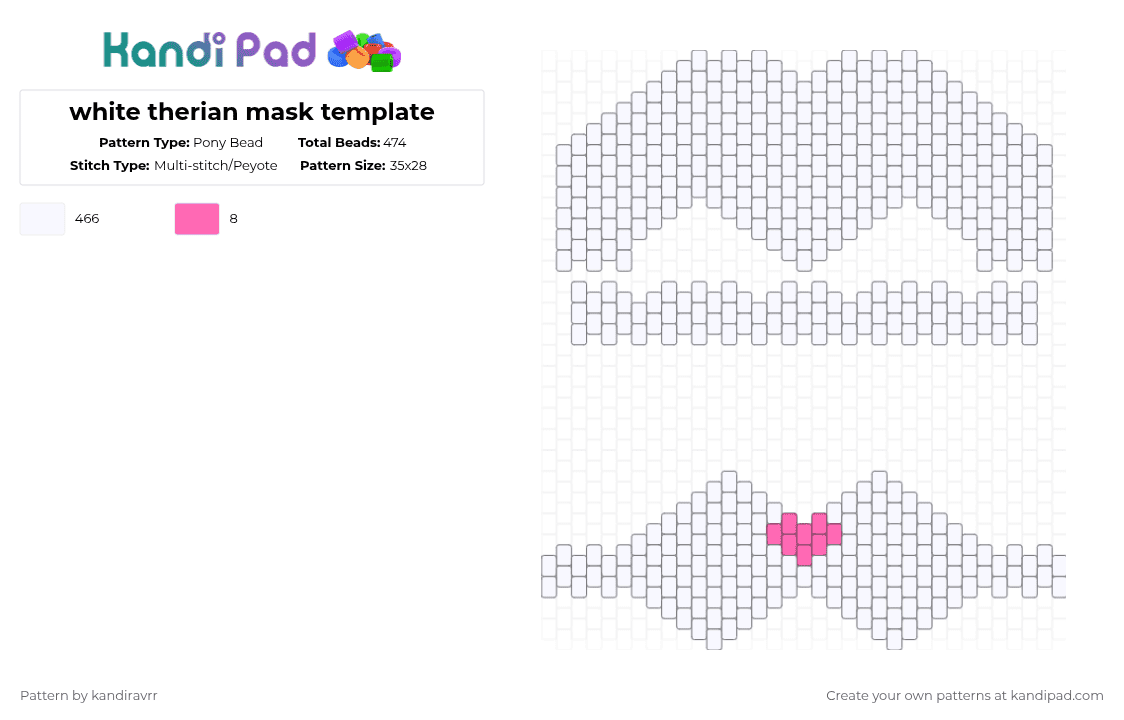 white therian mask template - Pony Bead Pattern by kandiravrr on Kandi Pad - white