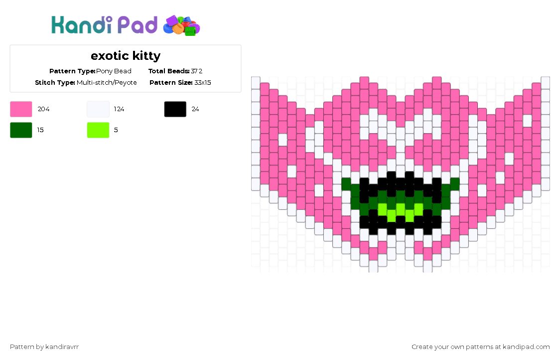 exotic kitty - Pony Bead Pattern by kandiravrr on Kandi Pad - pink