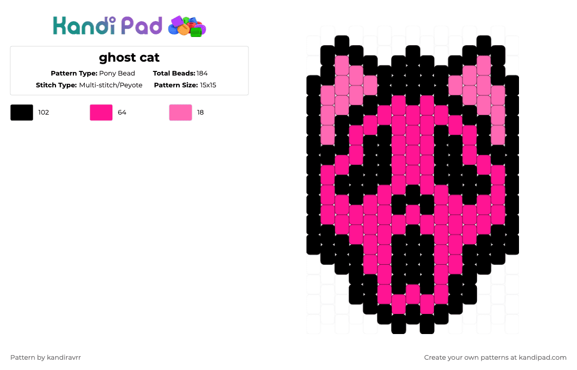 ghost cat - Pony Bead Pattern by kandiravrr on Kandi Pad - black,pink