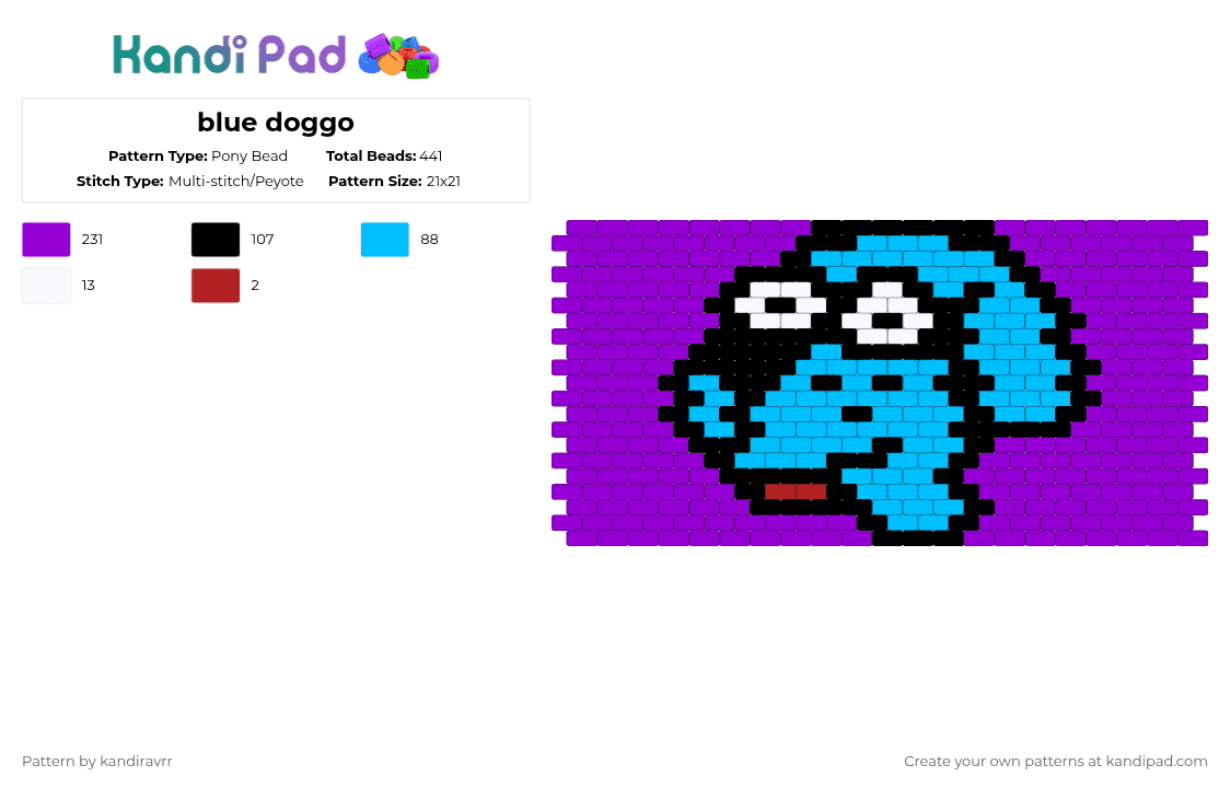 blue doggo - Pony Bead Pattern by kandiravrr on Kandi Pad - purple