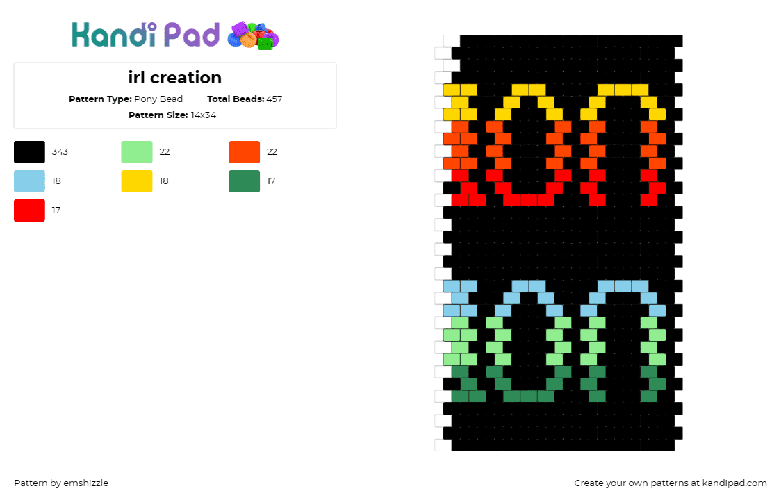 irl creation - Pony Bead Pattern by emshizzle on Kandi Pad - 