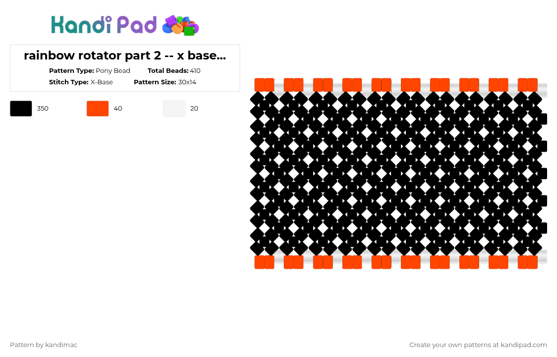 🧁 ;; rainbow rotator pt2 ~ ♪ - Pony Bead Pattern by digitalangel on Kandi Pad - black,white,red,rainbow,orange