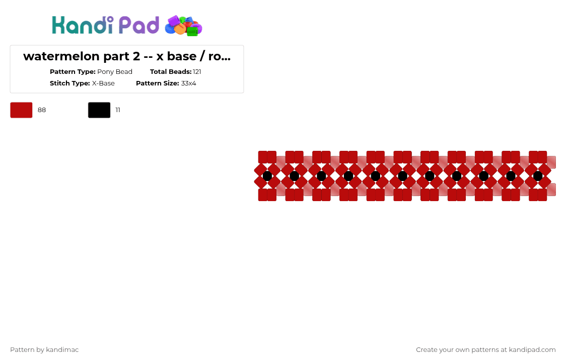 🧁 ;; watermelon rotator pt2 ~ ♪ - Pony Bead Pattern by digitalangel on Kandi Pad - red