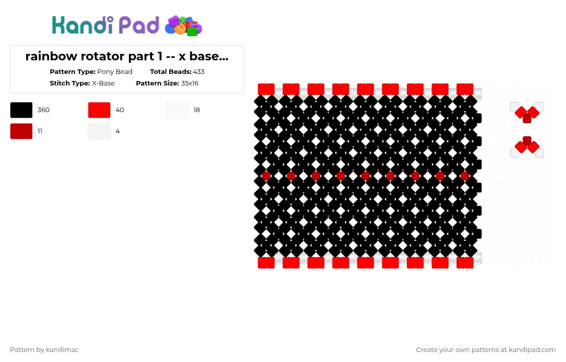 🧁 ;; rainbow rotator pt1 ~ ♪ - Pony Bead Pattern by digitalangel on Kandi Pad - black,white,red,rainbow