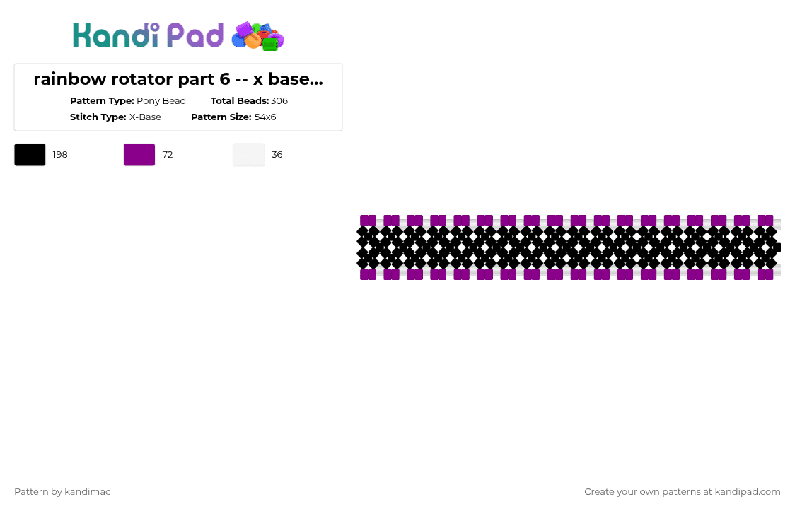 🧁 ;; rainbow rotator pt6 ~ ♪ - Pony Bead Pattern by digitalangel on Kandi Pad - black,white,pink,rainbow,purple